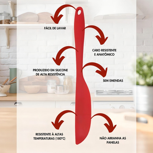 Espátula Para Confeitar Silicone Resistente 27 Cm Hauskraft Cor Vermelho