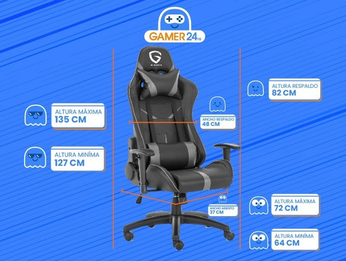 Silla Para Escritorio Gamer Reclinable The Game House Negra