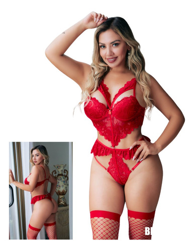 Lencería Sexy Rojo Bombón Mujer