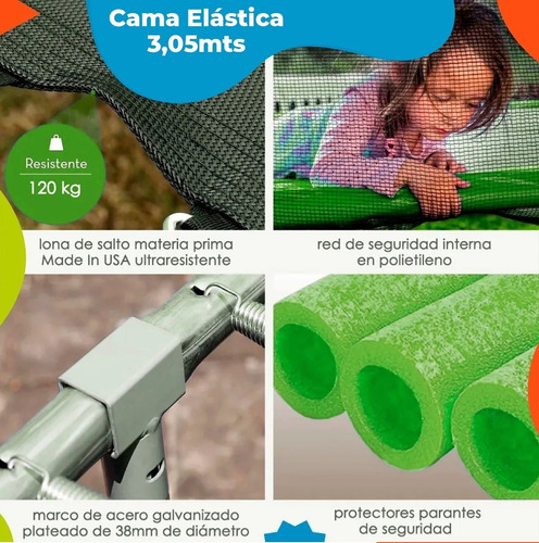 Imagen 4 de 8 de Cama Elastica Juego Plaza Red Reforzada 3,05 M Premium Dadaa