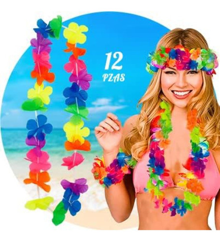 12 Collares Hawaianos Flores Fiestas Eventos Batucadas