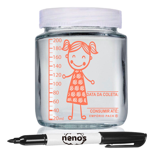 10 Potes De Vidro Leite Materno, Graduação 200ml - Menininha