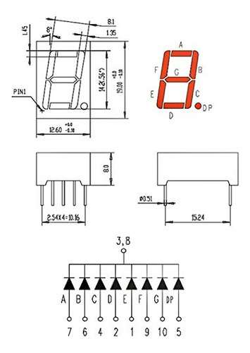 Display Led 7 Segmentos Rojo 10 Piezas 0.56 Pulgadas 10 Pine