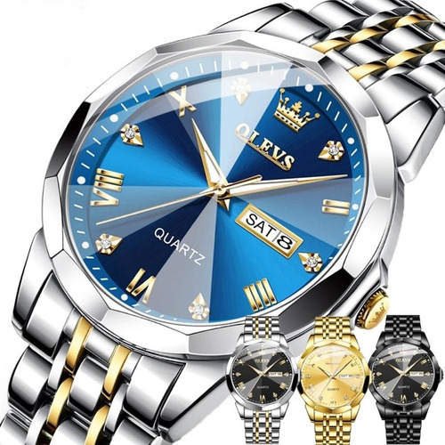 Reloj Olevs Business De Cuarzo Para Hombre, Con Doble Calend