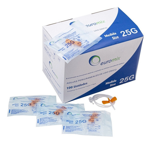 Aguja / Equipo Pericraneal Euromix 25g Caja X 100 Un