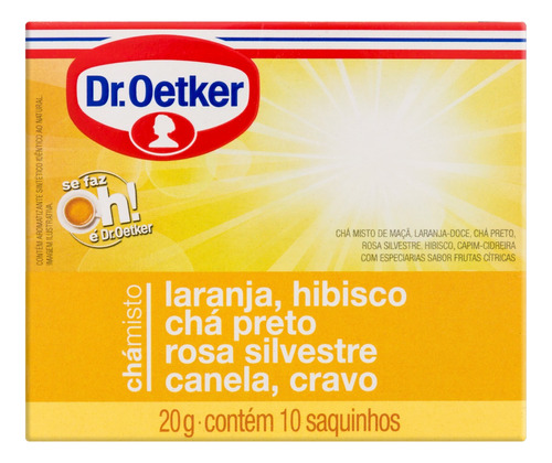 Chá Laranja, Hibisco, Chá Preto, Rosa Silvestre, Canela, Cravo Dr. Oetker Caixa 20g 10 Unidades