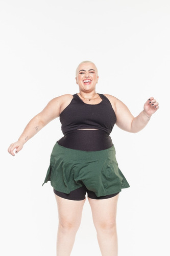 Imagem 7 de 10 de Shorts Saia Plus Size Esther Wonder Size Emana® Verde