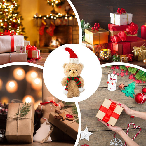 Oso De Navidad Relleno Oso De Peluche De Navidad Bufanda Lin