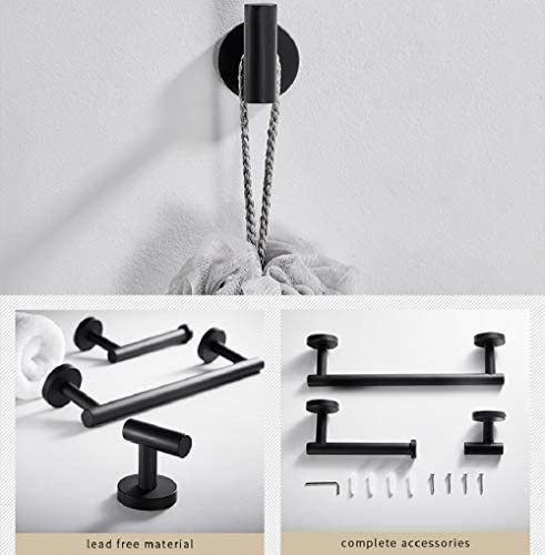 K Juego De Accesorios Baño Negro Toallero Ganchos Para