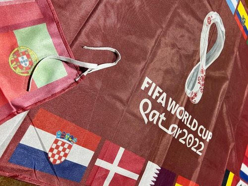 Imagen 2 de 4 de Bandera * Mundial Qatar 2022 * Con Los 32 Paises * 90x150cm