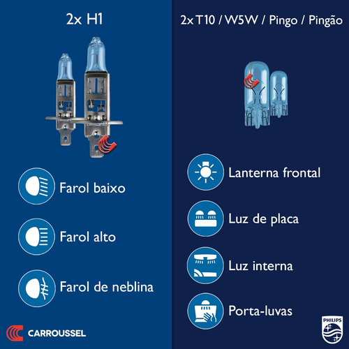 Imagem 3 de 5 de Kit Lâmpada Philips Crystal Vision Ultra H1 55w-12v 4300k