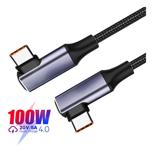 Cable De Carga Rápida Pd 100w Usb C A Usb Tipo C 90 Grados