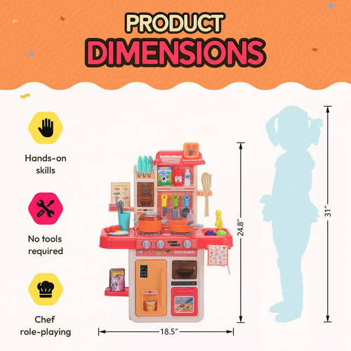 Juego De Cocina Juguete Para Niños 42 Piezas Con Luces Y Son Color