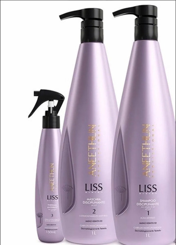 Kit C/3 Produtos Aneethun Liss System Cabelos Rebeldes