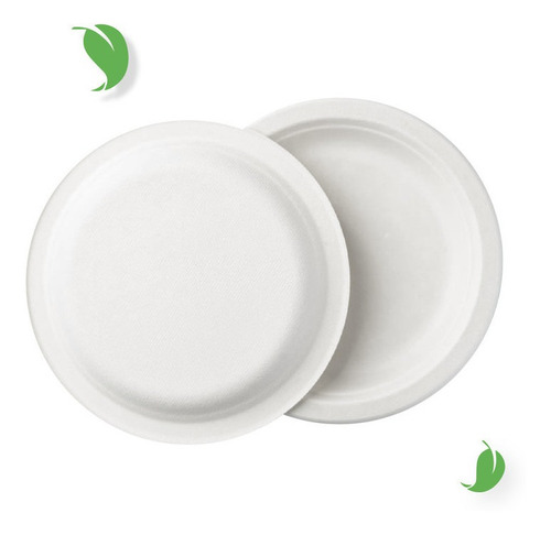 Imagen 3 de 6 de Plato Desechable Biodegradable Redondo 9 PuLG 500 Pzas.