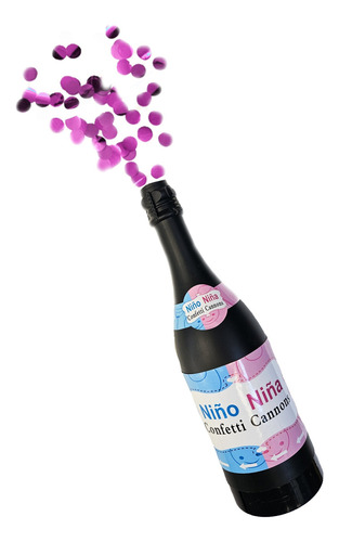 Bazuca Cañon Confeti Botella Champaña Revelación Bebé Niña