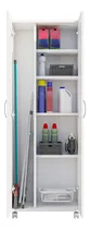 Comprar Armário Alto Lavanderia Multiuso 2 Portas 5 Prateleiras Moderno Com Rodinhas Dispensa Organizador Porta Vassouras Móveis Bonatto