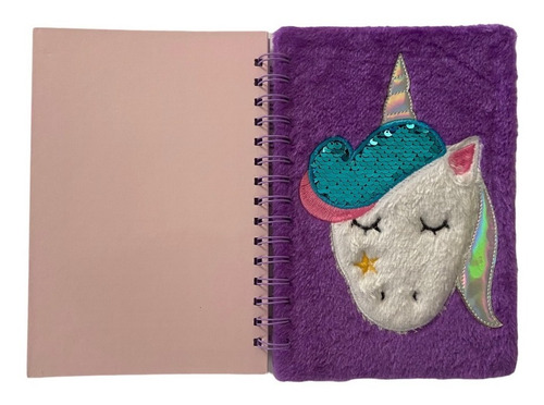 Libreta Cuaderno Peluche Unicornio De Rayas Pasta Dura