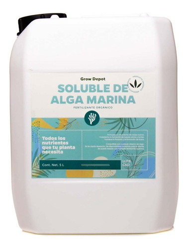 Soluble De Alga Marina 5 L, Cert. Orgánico Mejorador Suelo
