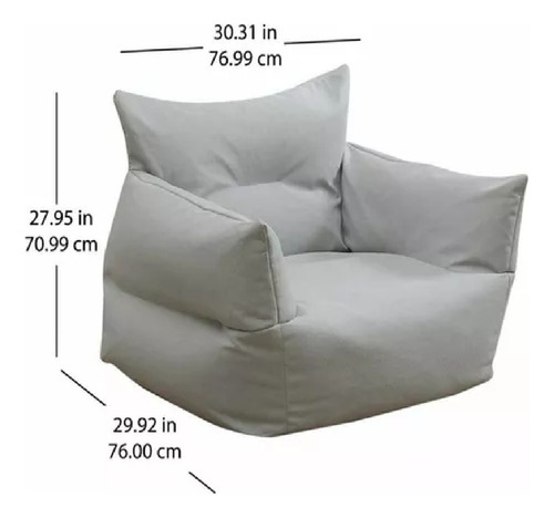 Sillón Puff Individual Gris Resistente A Manchas