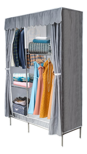 Rack Metálico Organizador Ropa Recámara Doble Perchero Color Plateado