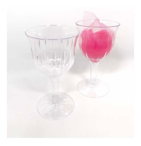 12 Copas Plastico Vino 8oz Transparente Fiesta Brindis Arra