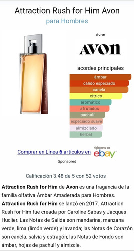 Fragancia Masculina Attraction Rush - - mL a $1600