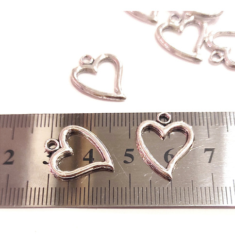 Pack X 20 Dijes Corazón De Metal Souvenirs Bijouterie