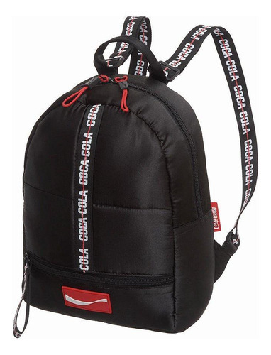 Mini Mochila Coca-cola Feminina Costas Puffer Preta