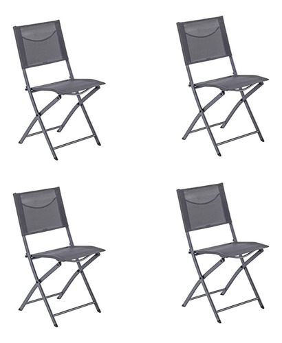 Naterial Set De 4 Sillas Plegables Para Terraza Jardín Gris