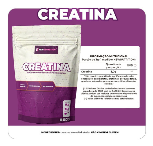 Imagem 2 de 6 de Creatina Monohidratada - 1000g - Newnutrition