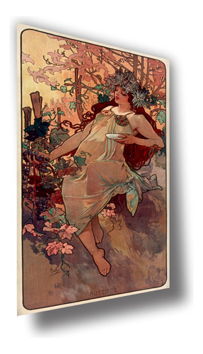 Lienzo Canvas Art Nouveau Mucha Estaciones Otoño 1896 100x52