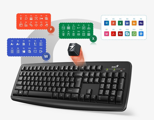 Kit de teclado y mouse inalámbrico Genius KM-8100 de color negro
