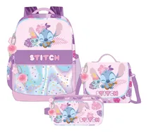 Comprar Kit Mochila Stitch Rosado Oficio Lonchera Cartuchera