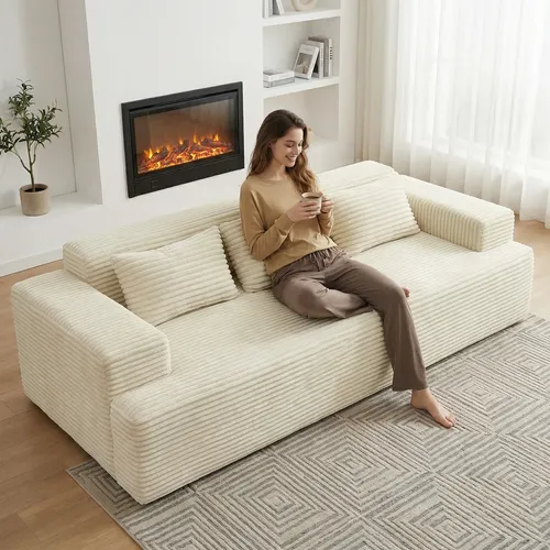 Sofá Modernos Reclinable 3 Plazas Sofá Esponja Largo 2.15m
