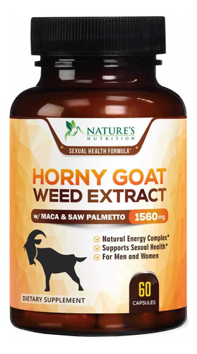 Horny Goat Weed (60 Cápsulas) Libido Energía Sexual Hecho Eu