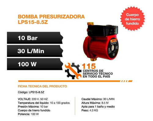 Imagen 6 de 7 de Bomba Presurizadora Elevadora Presion 2 Baños Agua Lusqtoff
