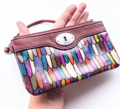 Cartera De Mano Lujosa Cuero Fossil Colores Coleccion Keyfer