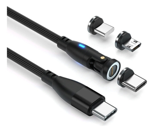 Cable Usb A Tipo-c Pd100w Qc3.0 9pin Magnético 540° Rotación