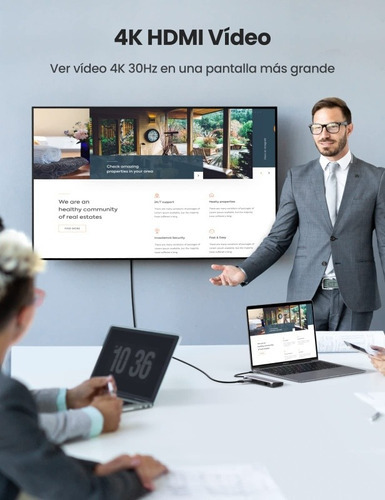 Ugreen Hub Usb C 3.1 9/1 Usb-c 100whdmi 4k 60hz/rj45 1gbps