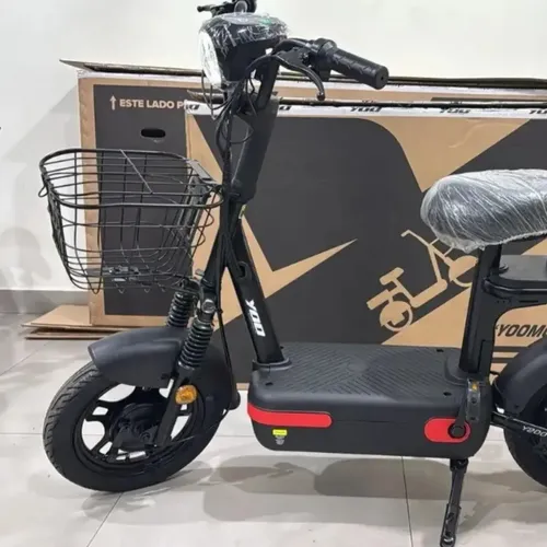 Bicicleta Elétrica Yoo Y200 350W Preto/Vermelho 32km/h Bateria