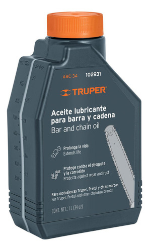 Truper ABC-34 aceite lubricante para barra y cadena de motosierra