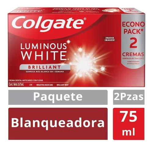 Crema Dental Blanqueadora Colgate Luminous White X2 75ml C/u