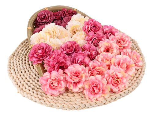 50 Cabezas Flores Rosa Artificial Decoración Boda Fiesta 5cm