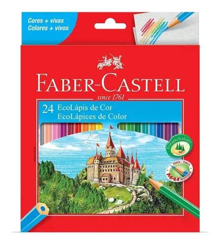 Lápis De Cor Faber Castell Escolar 24 Cores Ponta Max