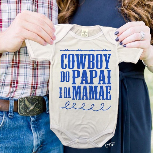 Body De Bebês Cowboy Do Papai Azul Estampa Country