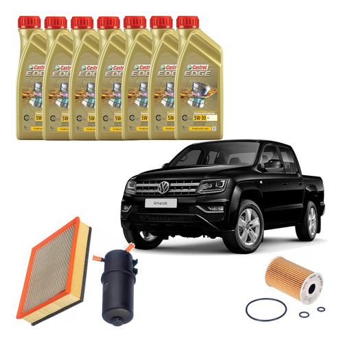 Kit Troca De Óleo Filtros Amarok 2.0 Pel677 Castrol 5w30