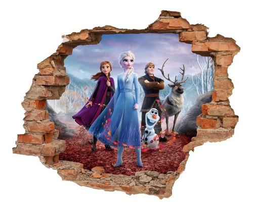 Decoracion Para Niña Frozen 2 Elsa Princesas Muro Roto 65x55