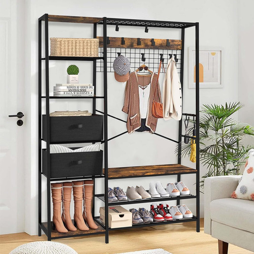 Perchero Zapatera 2 En 1 Organizador Rack Estante Ganchos