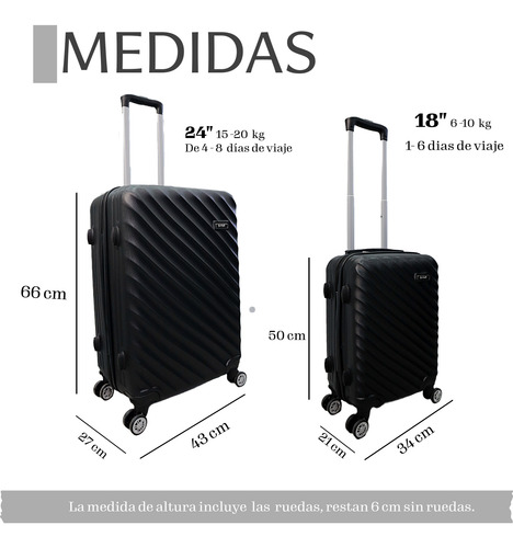 Set 2 Maletas Grande Viaje Capacidad 20 Y 10 Kg Mano Carryon Negro